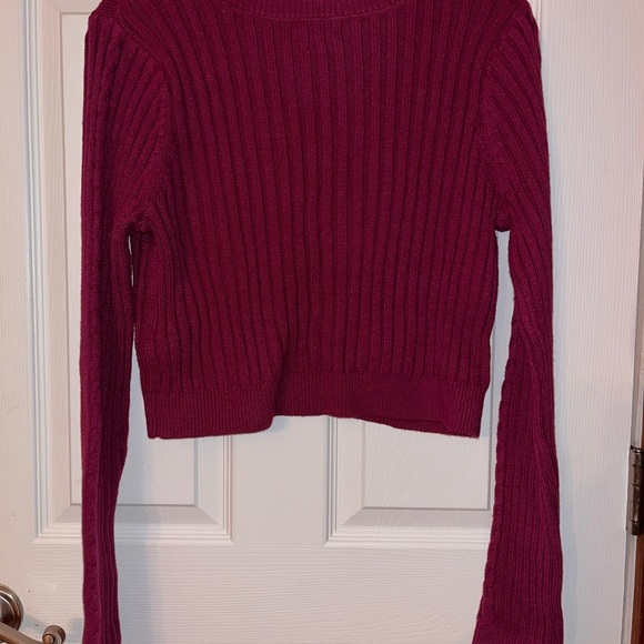 BP Women's Cable Knit Burgundy Sweater XL - Picture 3 of 3